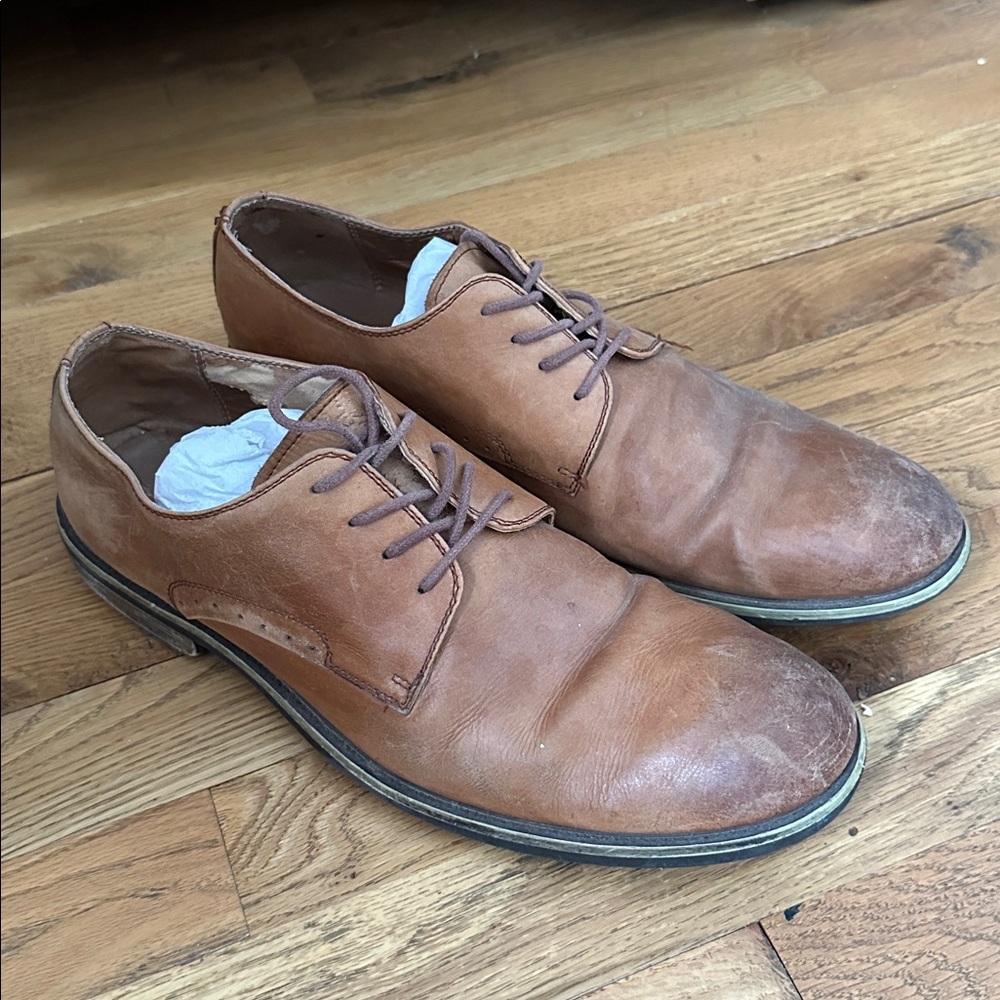Steve Madden Mens Nellow Leather Cognac Brown Toe Dress Shoes Sz 11